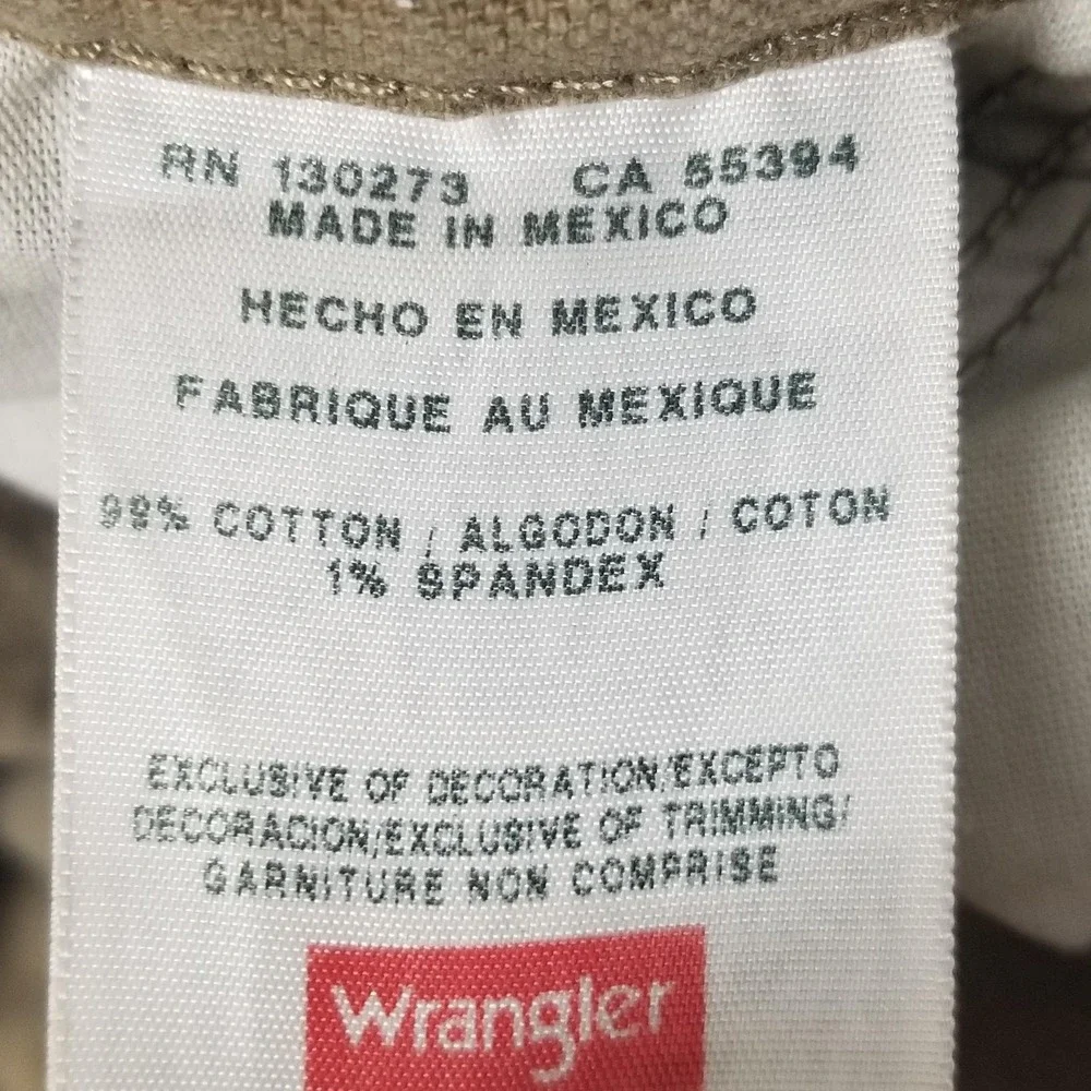 Wrangler Pants Mens 42x30 Beige Carpenter Denim Relaxed Fit Stretch Workwear